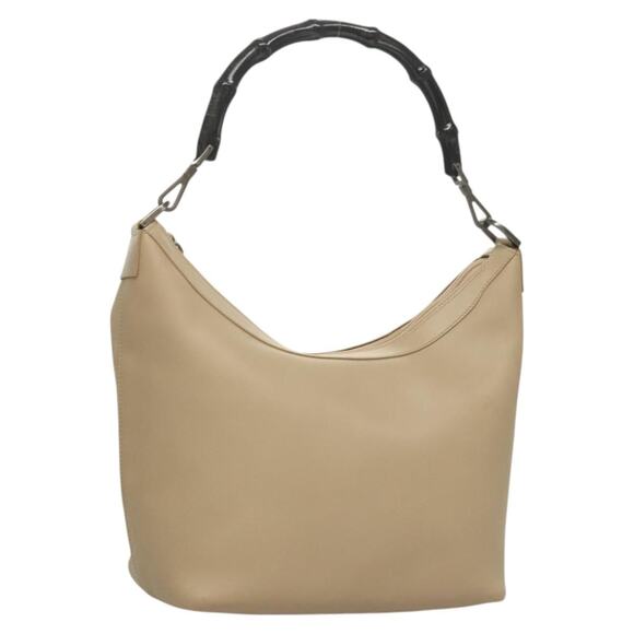 GUCCI Bamboo Shoulder Bag Leather Beige 000 000 - Picture 1 of 16